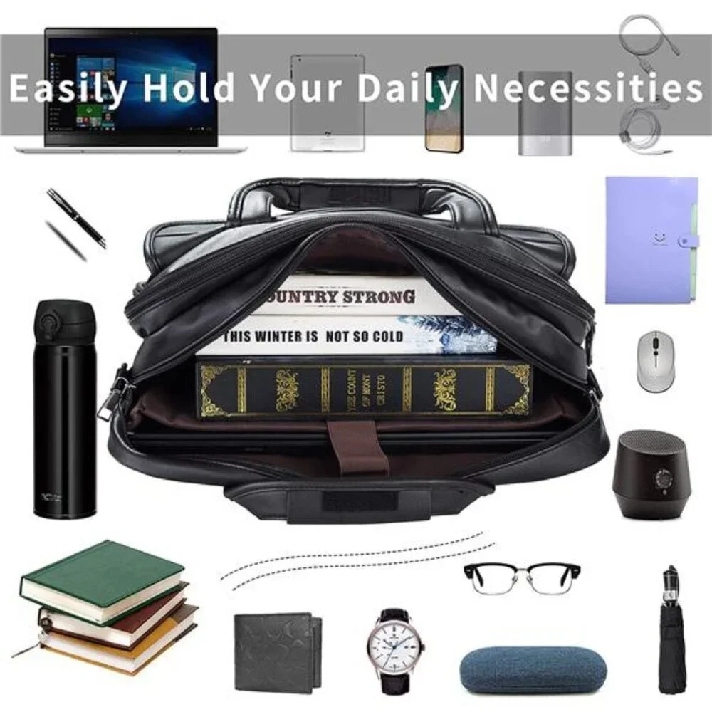 Men's Business Travel Briefcase Leather Handmade Messenger Bags